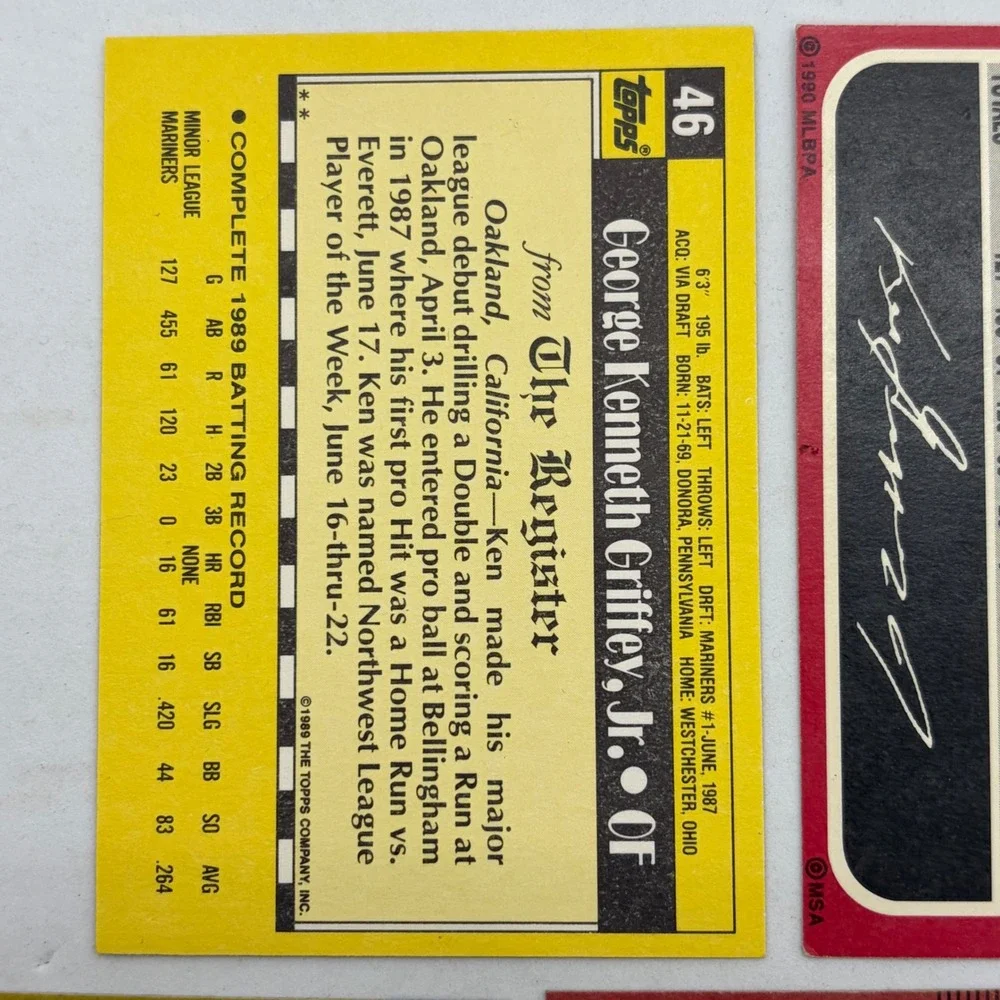 Ken Griffey Jr Rookie Card Lot 1989 Donruss Topps Bowman Mariners 5 Card Set